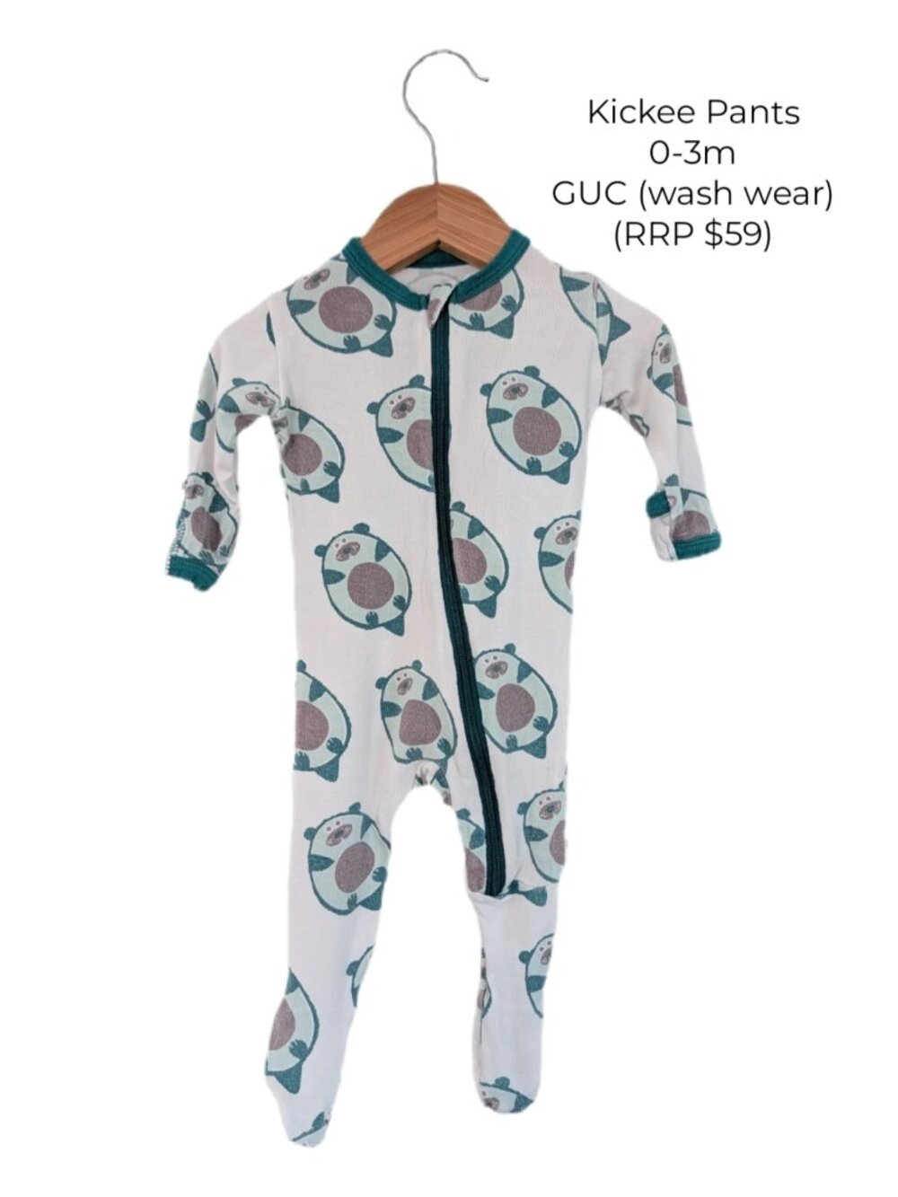 Kickee Pants Avocado Otters Footed Sleeper 0-3m Baby Clothes
